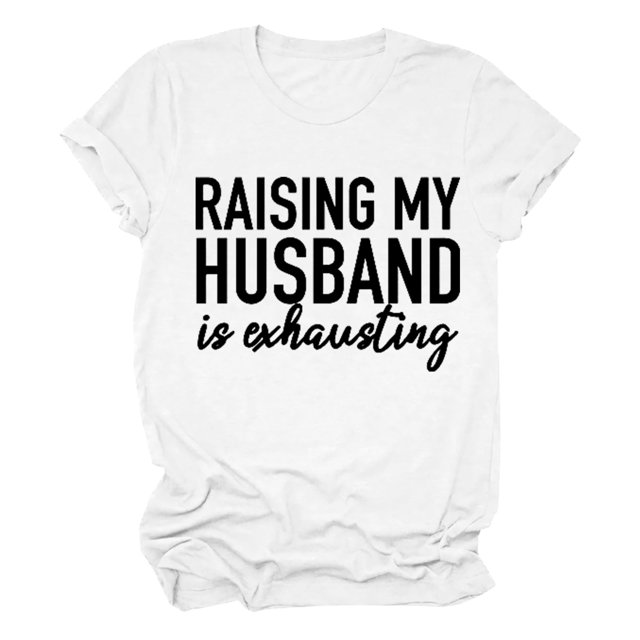 Liquidation! Uooqdmx T-Shirts Graphiques, T-Shirts en Coton pour Femmes, T-Shirts Citation pour Femmes, T-Shirt Imprimé en Coton Col Rond Décontracté, T-Shirts Amusants, Blanc G