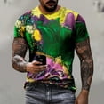 thumbnail image 3 of Charella Carnival T-shirts for Men Mardi Gras Decorations Short Sleeve Crewneck Tops 2024 Men Clothing Casual Fashion,Green,XL, 3 of 5