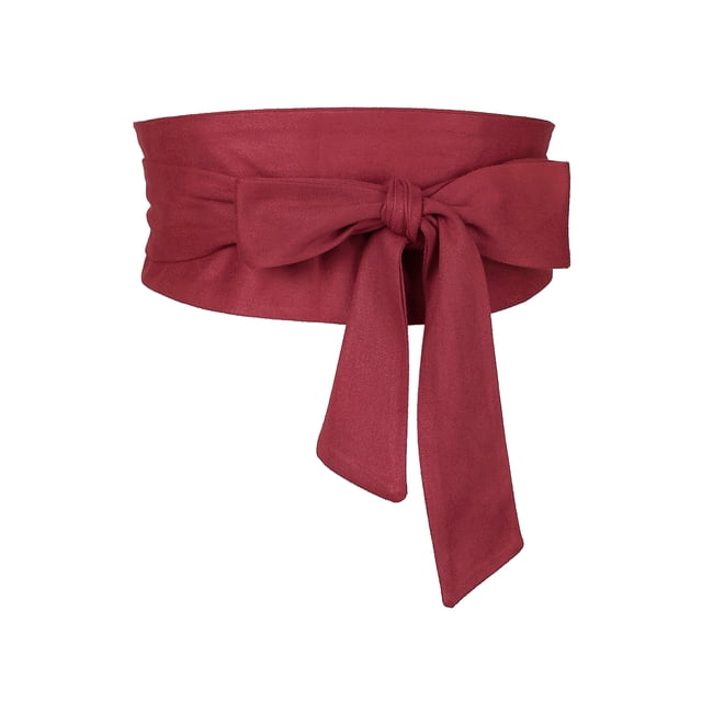 Cinturón Obi sólido para mujeres de tallas grandes INSPIRE CHIC, con lazo autoadherente, cinturón ancho para vestido de 22.05-32.28" rojo