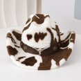thumbnail image 4 of Vjnyvs Winter Cowboy Print Cowboy Hat Plush Western Hat Funny Cowboy Hat Wide Brim Cowboy Hat for Fancy Party Accessory, 4 of 7