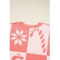 thumbnail image 6 of I AM A FASHION JUNKY Pink Candycane Snowflake Checker Christmas Holiday Drop Shoulder Tunic Loose Sweater, 6 of 11