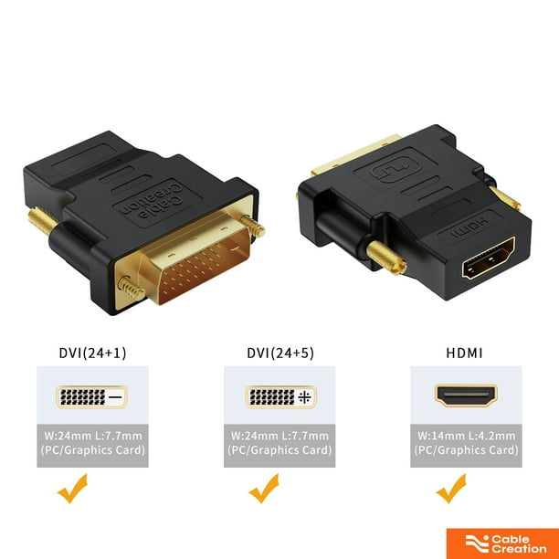 desillusion moderat salvie CableCreation DVI to HDMI Adapter, Bi-Directional DVI Male to HDMI Female  Converter, Support 1080P, 3D for PS5,PS4,TV Box,Blu-ray,Projector,HDTV -  Walmart.com
