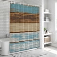 thumbnail image 5 of Blue Brown Shower Curtain, Waterproof Shower Curtains for Bathroom, Farmhouse Rustic Wooden Plank Board Washable Fabric Bathtub Curtain Set Bath Decor with 12 Hooks Stall 36"x72", 5 of 6