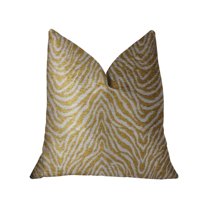 Plutus Oasis Waves Yellow and Beige Luxury Throw Pillow