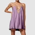 thumbnail image 2 of Women's Sexy V Neck Backless Spaghetti Strap Silk Dress With Rhinestones A Line Casual Party Summer Dress, 2 of 2