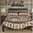 thumbnail image 3 of Chezmoi Collection 4-Piece Southwestern Geometric Motif Sheet Set King Size, Multicolor Red Brown Blue Cream Printed Brushed Microfiber Lightweight Breathable Deep Pocket Bed Sheets, 3 of 9