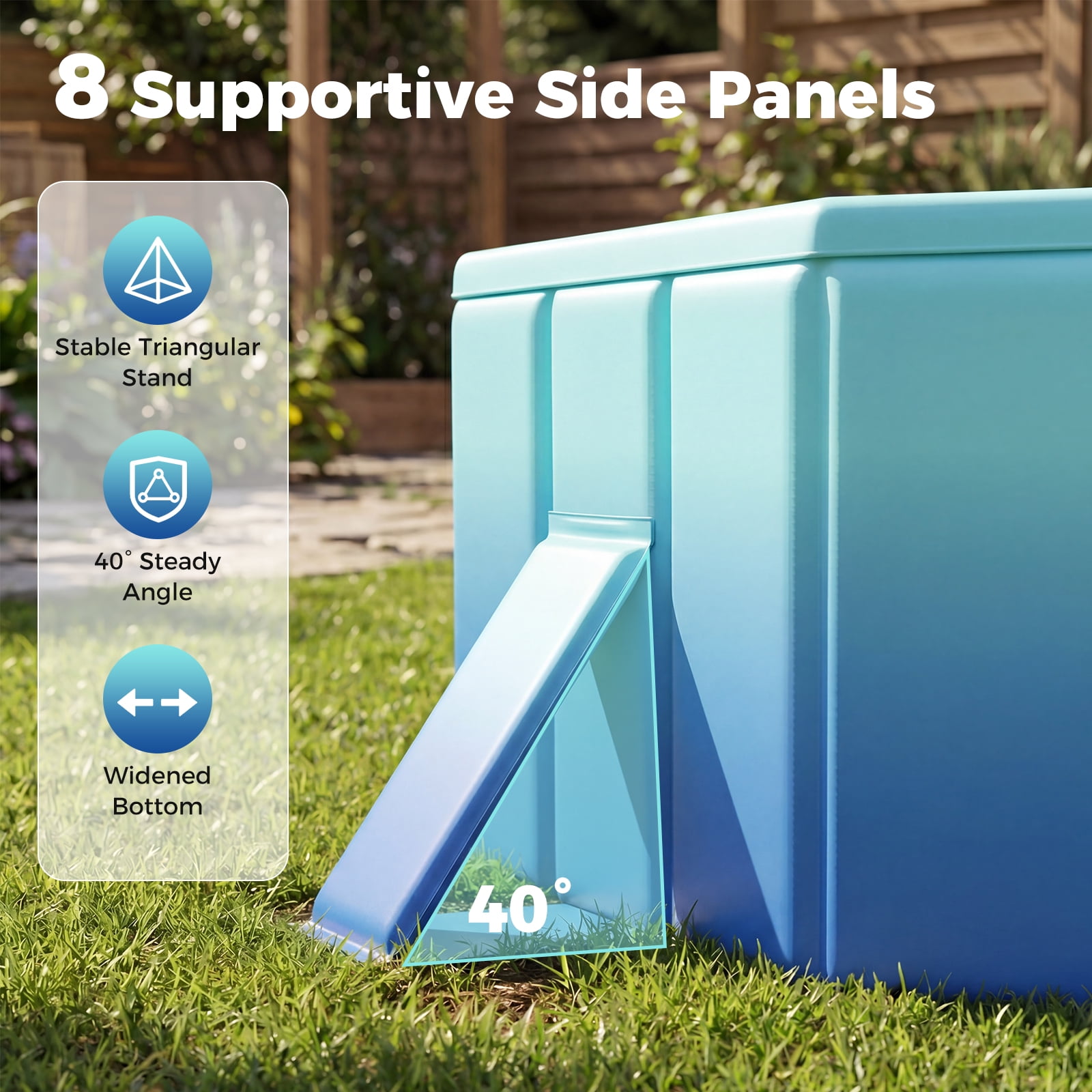 Costway Non-Inflatable Swimming Pool with 24 Wall Panels & 8 Support Panels for Adults Kids Gradient + Green