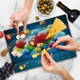 thumbnail image 4 of Birthday Cutting Board, Vibrant Colored Realistic Balloons and Party Flags on Blue Backdrop Happiness, Decorative Tempered Glass Cutting and Serving Board, Large Size, Multicolor, by Ambesonne, 4 of 5