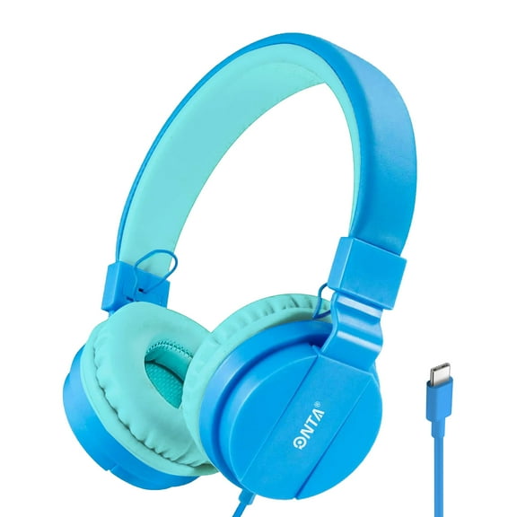 ONTA Kids Headphones for Girls/Boys/Children/Teens, Upgraded USB-C Jack, 94dB Safe Volume Stereo Tangle-Free Kids Headphones for School Airplane Travel, over-Ear Headphones for Kids
