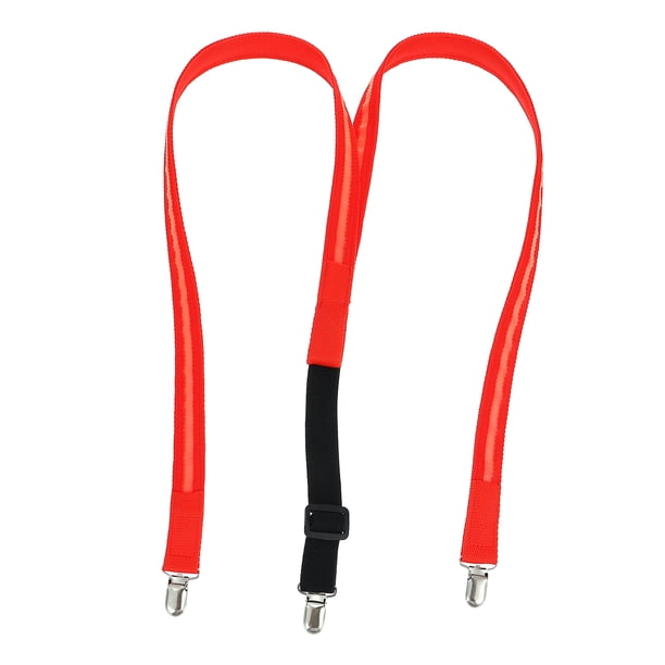 EeaseMX Tirantes LED con clip, brillantes, ajustables, elásticos, en forma de Y, con estampado, para pantalones, para hombres y mujeres (rojo)