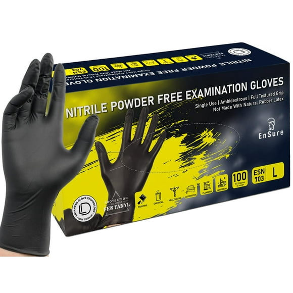 Los guantes de nitrilo para exámenes garantizan una baja dermatitis, 7 mil, negros (100)