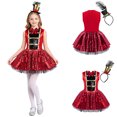 thumbnail image 2 of iiniim Girls Circus Ringmaster Outfits Halloween Sequin Tutu Leotard Dancewear for Kids Dress-Up Red 16, 2 of 7