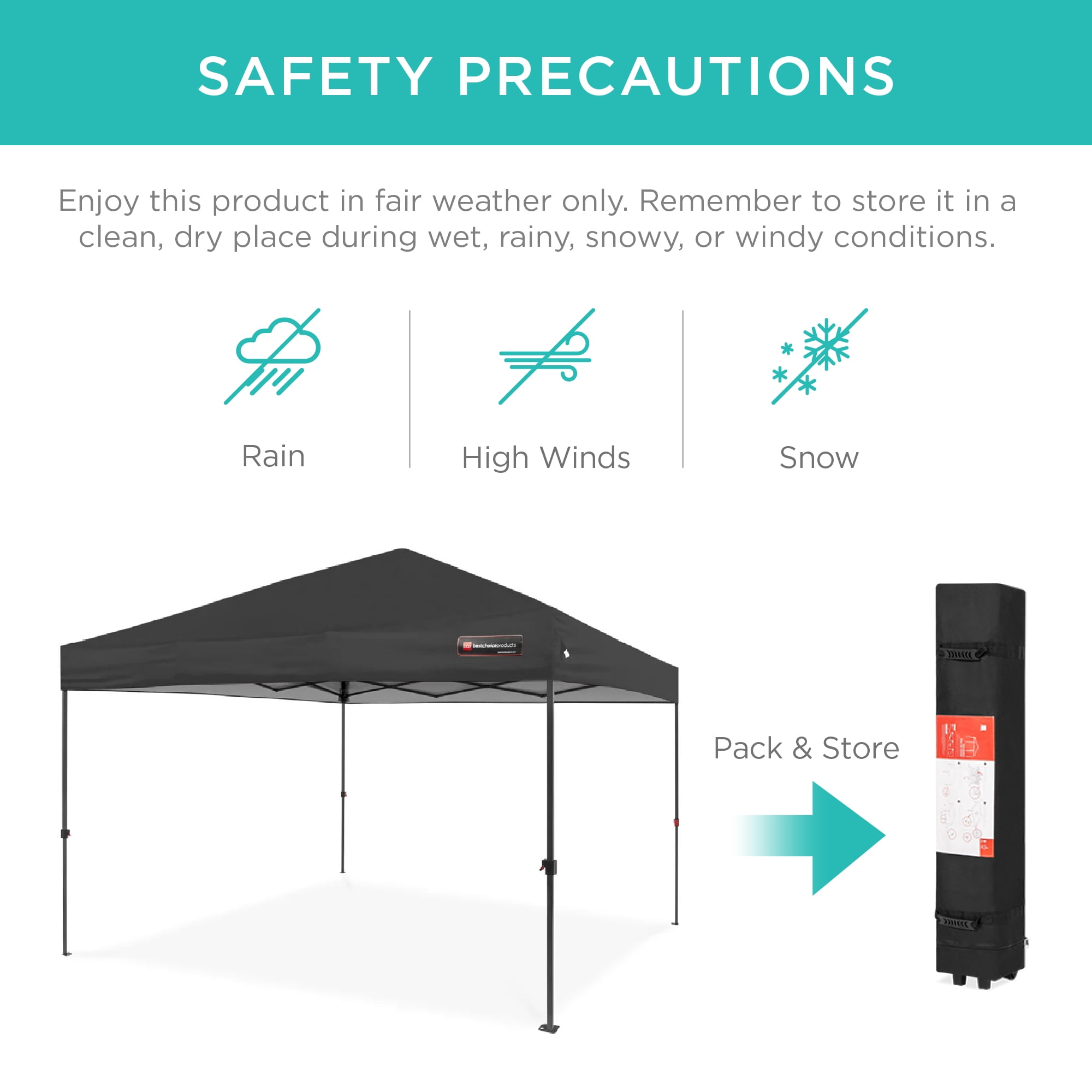 Best Choice Products 10x10ft Easy Setup Pop Up Canopy w/ 1-Button Setup, Wheeled Case, 4 Weight Bags - Gray