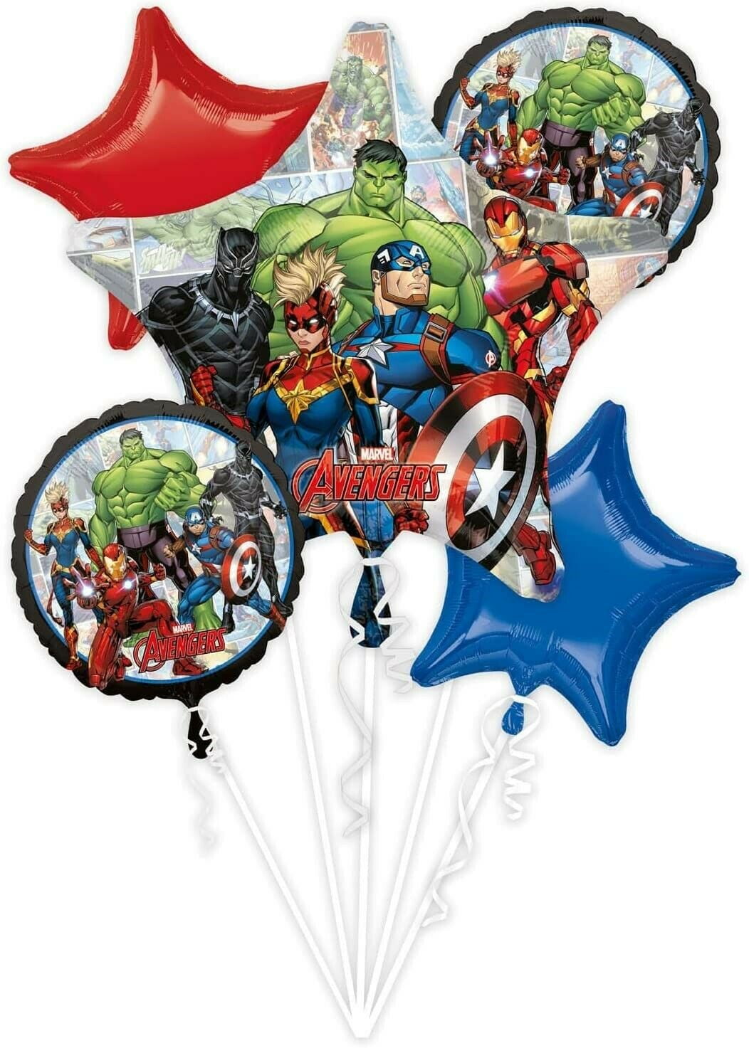 5 Piece Marvel Avengers Powers Unite Balloon Bouquet Mylar Foil Party ...