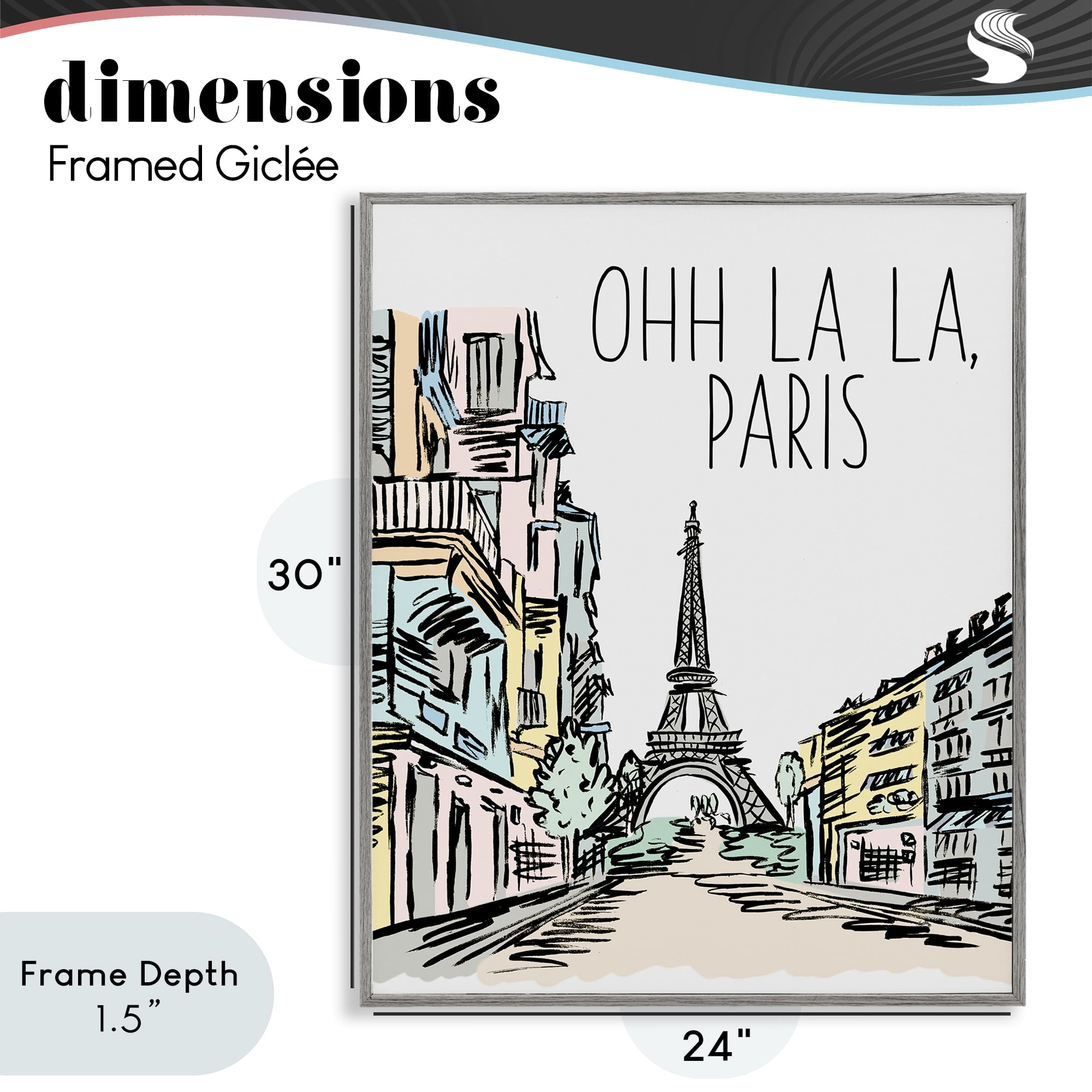 Stupell Industries Ohh La La Paris Gray Framed Giclee Art, design by Elizabeth Medley