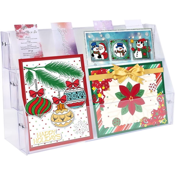 Clear Acrylic Sticker Display Stand 3-Tier Sticker Display Rack Holder Portable Card Display Rack
