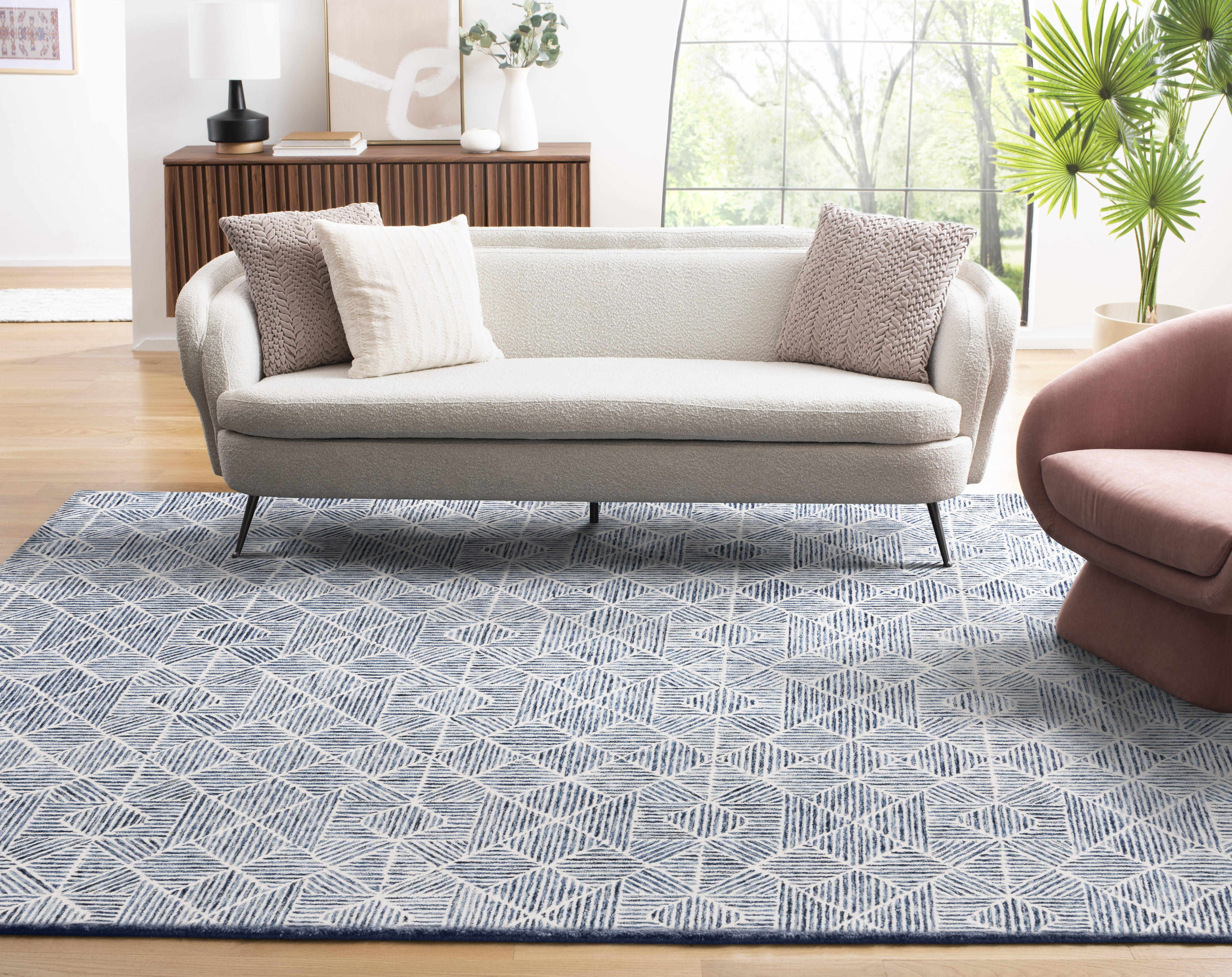 SAFAVIEH Abstract Brock Geometric Area Rug, Blue/Ivory, 8' x 10'