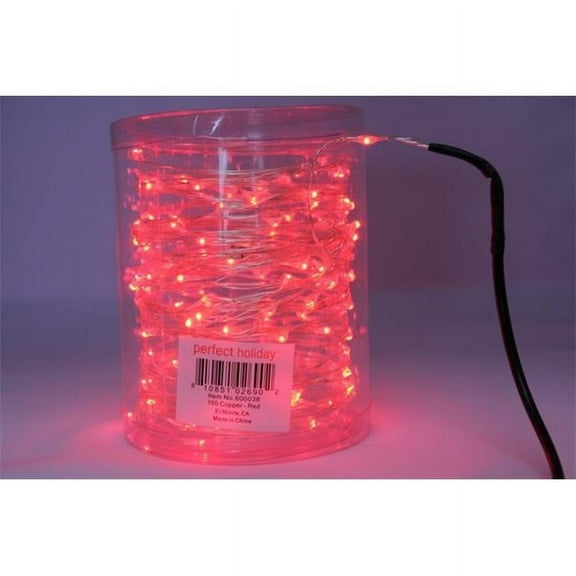 Perfect Holiday 100 LED Copper String Fairy Light - Red