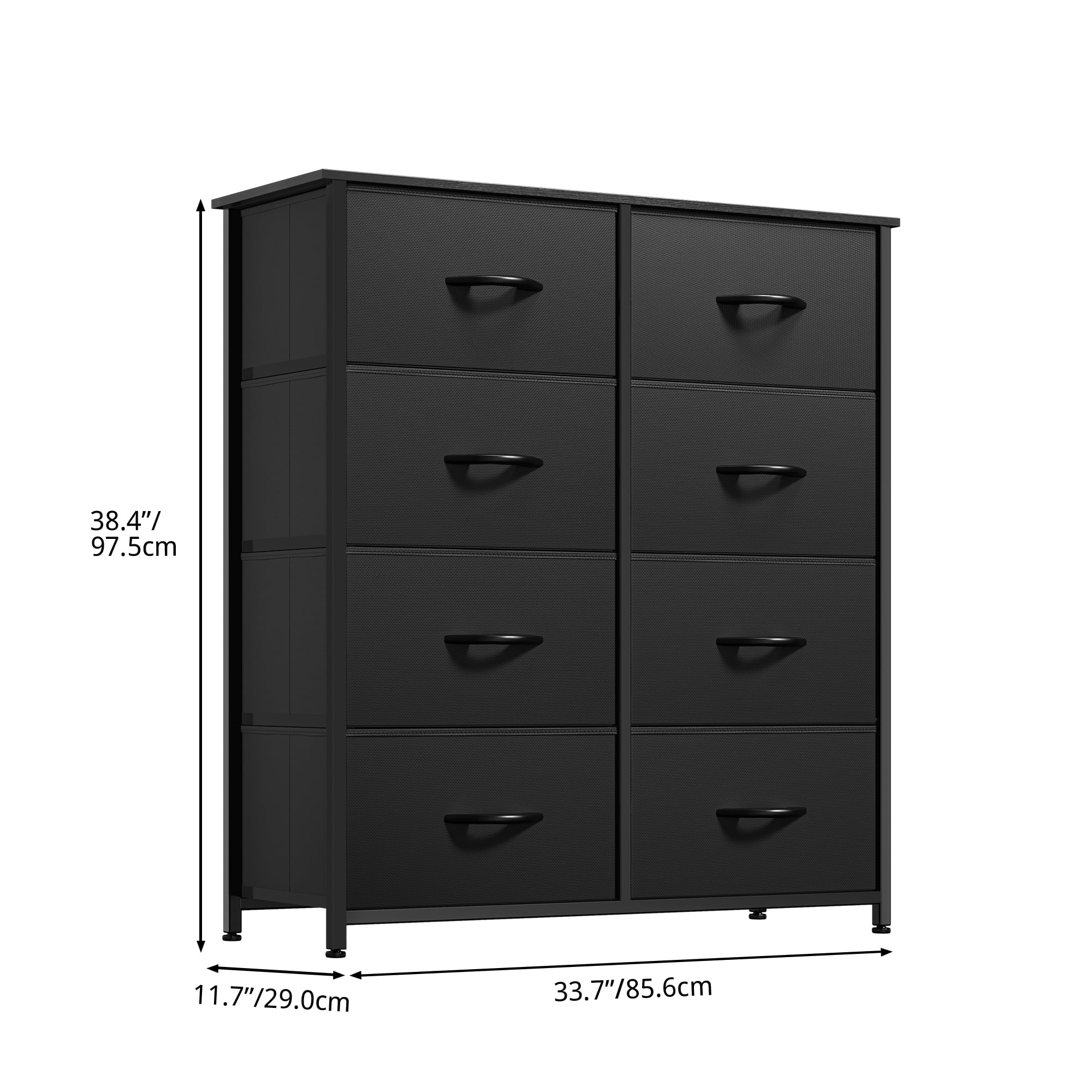 8 Drawers Dresser Chest of Drawers for Bedroom Fabric Storage Dressers for Living Room Bedroom Black