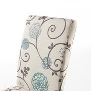Noble House Asher Indoor Fabric Dining Chairs, Set of 4, Beige,Blue,Espresso