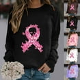 thumbnail image 3 of WREESH Women's Long Sleeve Breast Cancer Awareness Sweatshirt Casual Loose Fit Pink Ribbon Top Black, 3 of 5
