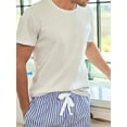 thumbnail image 3 of TheFound Men's Casual Outfit, Fitted Round Neck Short Sleeve T-Shirt Striped Drawstring Shorts 2 Piece Set for Summer, 3 of 6