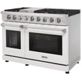 thumbnail image 6 of KOSTCH 48in Natural Gas Range with 6 Sealed Burners & 1 Griddle, Double Ovens (4.6 & 2.2 Cu. ft.), Stainless Steel in White, 110V, 6 of 7