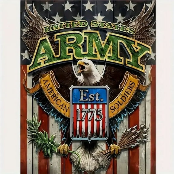 5D Embroidery US Army Diamond Art Painting - Full Round Rhinestone Mosaic Home Decor