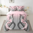 thumbnail image 2 of Feelyou Modern Artwork Teens Twin Bedding Sets 7-Piece, Pink Grey Abstract Bedding Comforter Set, Gradient Aesthetic Stripe Reversible Sheet Sets, Luxury Bedroom Decor, 2 of 8