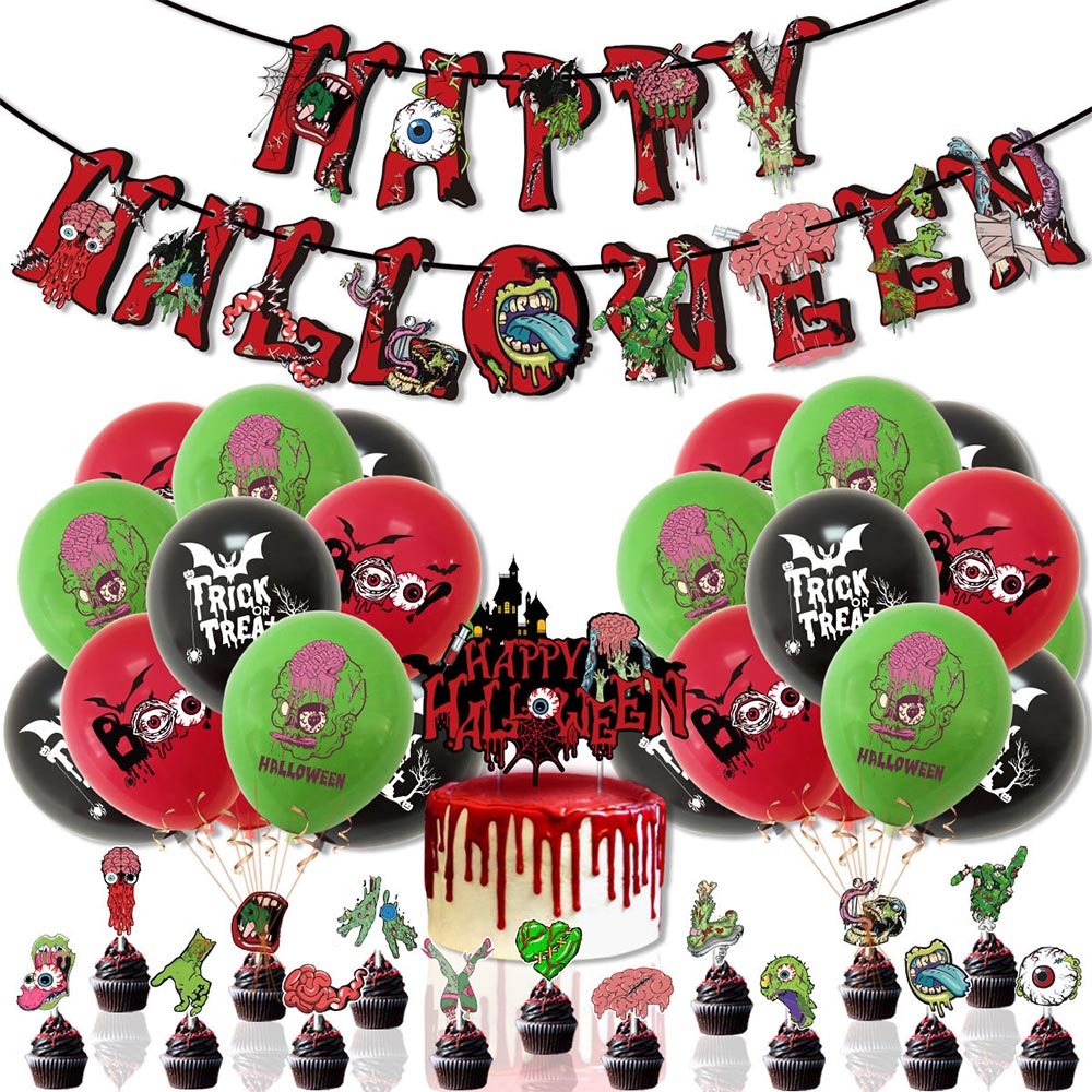 Halloween Party Supply Creepy Cartoon Printed Zombie Themed Party Decor