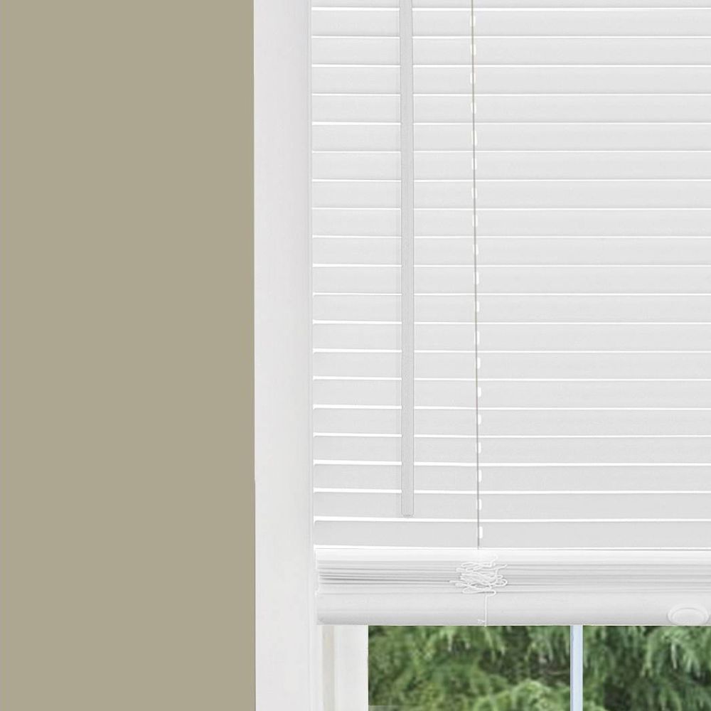 Cordless Light Filtering Mini Blind - 54 Inch Width and 64 Inch Length, 1" Slat Size - Pearl White - Cordless GII Morningstar Horizontal Windows Blinds for Interior by Achim Home Decor