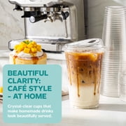 GUSTO 20 oz Crystal Clear Plastic Cups with Strawless Sip Lids, Disposable Drinking Cups for Iced Coffee, 50 Count