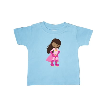 

Inktastic African American Girl Pink Cape Superhero Girl Gift Baby Girl T-Shirt