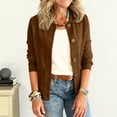 thumbnail image 6 of Women's Fashion Solid Color Collar Long Sleeve Button Pocket Jacket, Versatile Casual Blazer for Office and Outdoor Activities,Brown,M, 6 of 6