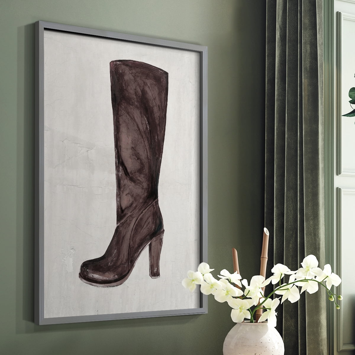 The Shoe Fits III V1 Framed Print in Gray Solid Wood Framed Print No Nail Hanging
