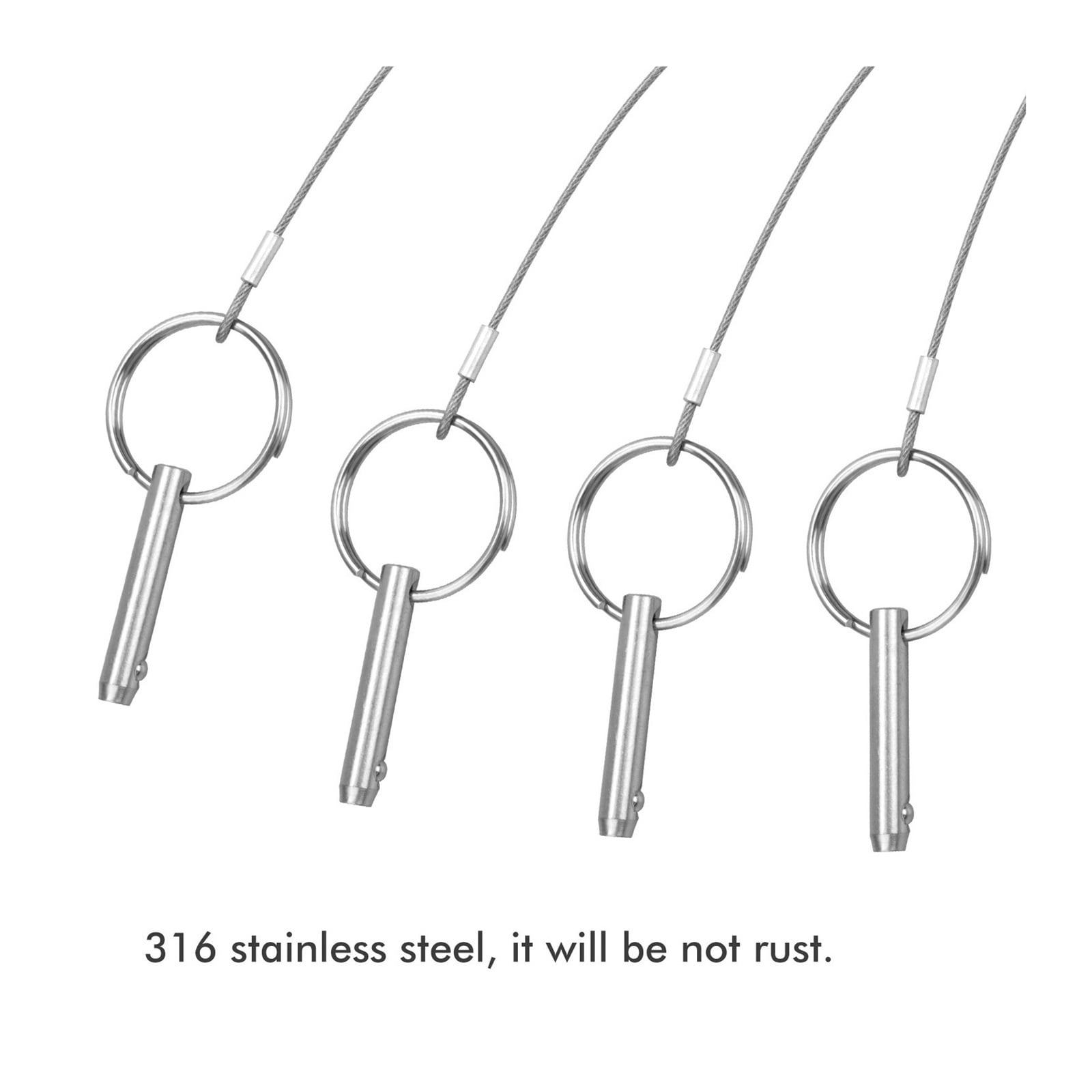 Quick Release Pin Top Pins with Lanyard, Diameter 0.25 Inch/6.3mm, Total Length 1.49 Inch/38mm (4 pcs) ,Accessories