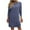 Blue, variant on Diufon Womens Knit Cotton Dress Solid Color Mini Dress Round Neck Long Sleeve Dress with Pockets