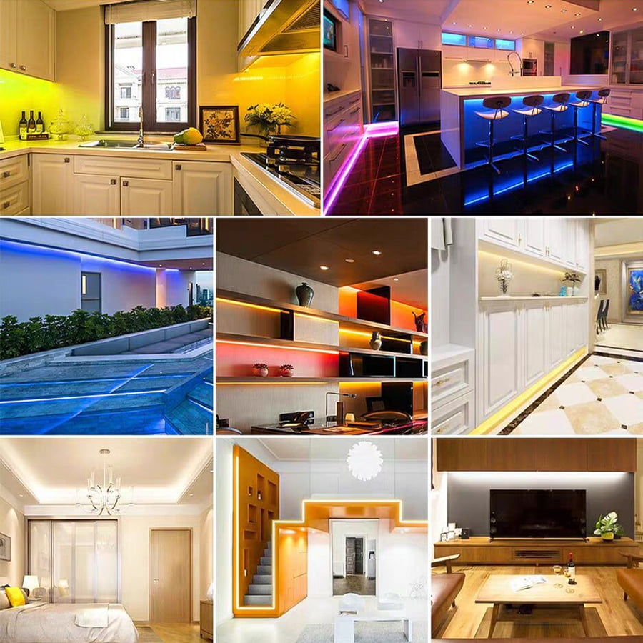 AlexTong LED Light Strip 3528LED Tape Lights, 32.8ft RGB Color Changing Led Light Strips with Remote for Room Home Decoration Flexible Strip Lights for Bedroom, Desk, Home Decoration, Party