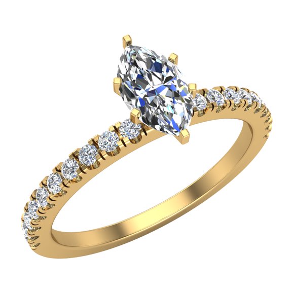 Petite Diamond Engagement Rings for Women Marquise Solitaire Diamond Ring 18K Gold 0.65 CT TW (G,SI)