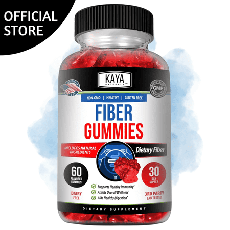 Kaya Naturals Fiber Gummies (60 Gummies) | Adult Dietary Fiber for Men and Women | High Fiber Supplement Gummies for Digestive Health | Immunity Boost and Gut Health Supplements for Women and Men