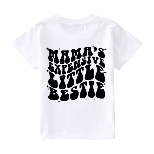 B91xZ Tee-Shirt Mode pour Filles et Tout-Petits, Col Rond, Manches Roulées, Crop Top, Blanc 3-4 Ans