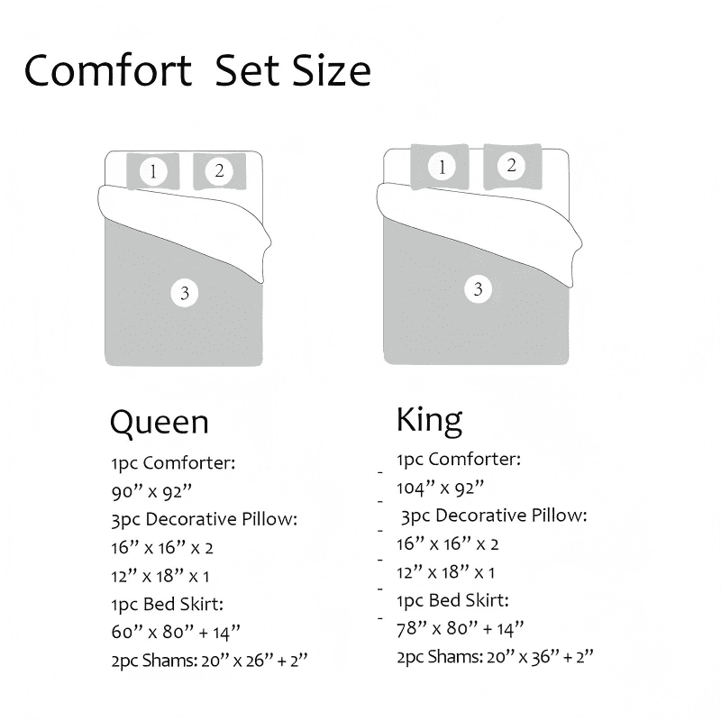 Foliage Embroidery 7-Piece Comforter Set in Burgundy & Gold, Includes Bed Skirt - Queen Size Luxury Bedding