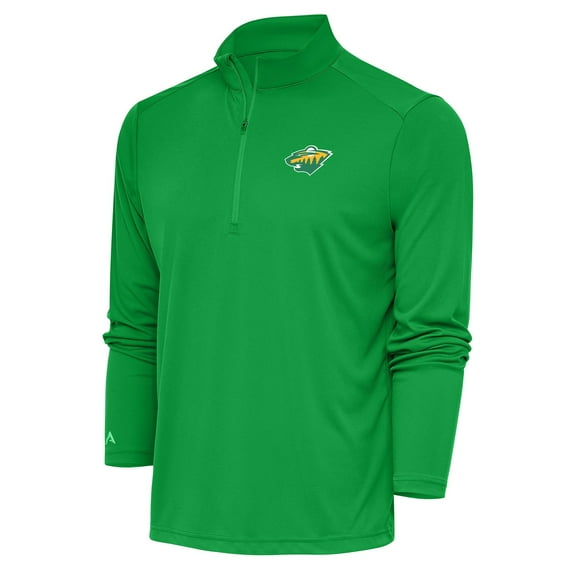 Men's Antigua Green Minnesota Wild Special Edition 2.0 Tribute Quarter-Zip Pullover Top