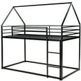 thumbnail image 3 of MODERNLUXE Cadre de Lit Superposé Maison en Métal Simple sur Simple avec Échelle Intégrée pour Enfants, Noir, 3 of 9
