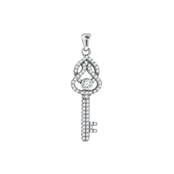 925 Sterling Silver Womens Cubic Zirconia Key Charm Pendant Necklace Pendant for Women - 3.8 Grams