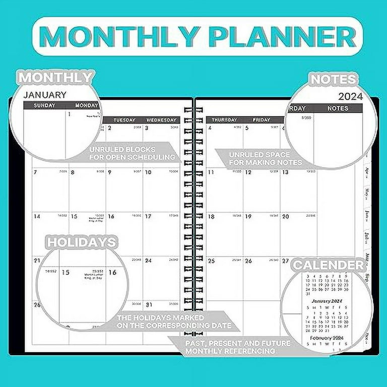 2024-2026 Monthly Planner/Monthly Calendar - 3 Year Monthly Planner 2024- 2026, 36 Monthly Planner, JAN 2024 - DEC 2026, 6.3" x 8.4", 2024-2026  Calendar Planner with Tabs + Double-side Pocket + Durable - Walmart.com