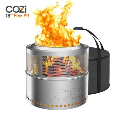 Cozi Smokeless Fire Pit Stainless Steel Portable Fire Pit with Carry Bag, 18”