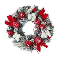 Cinvoph 11.8" Christmas Pine Wreath Exquisite Faux Wreaths for Front Door, Wreath with Xmas Decorations for Fireplace, Mantle ,Wall, Windows Home, Indoor Outdoor Decor, Red