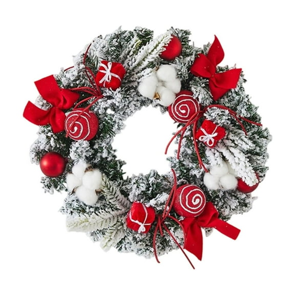 Cinvoph 11.8" Christmas Pine Wreath Exquisite Faux Wreaths for Front Door, Wreath with Xmas Decorations for Fireplace, Mantle ,Wall, Windows Home, Indoor Outdoor Decor, Red