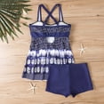 thumbnail image 4 of Xixinqiwan Tankini Swimsuits for Women Tummy Control Two Piece Bathing Suits Flowy Printed Swim Dress with Boy Shorts Blue 5XL, 4 of 6